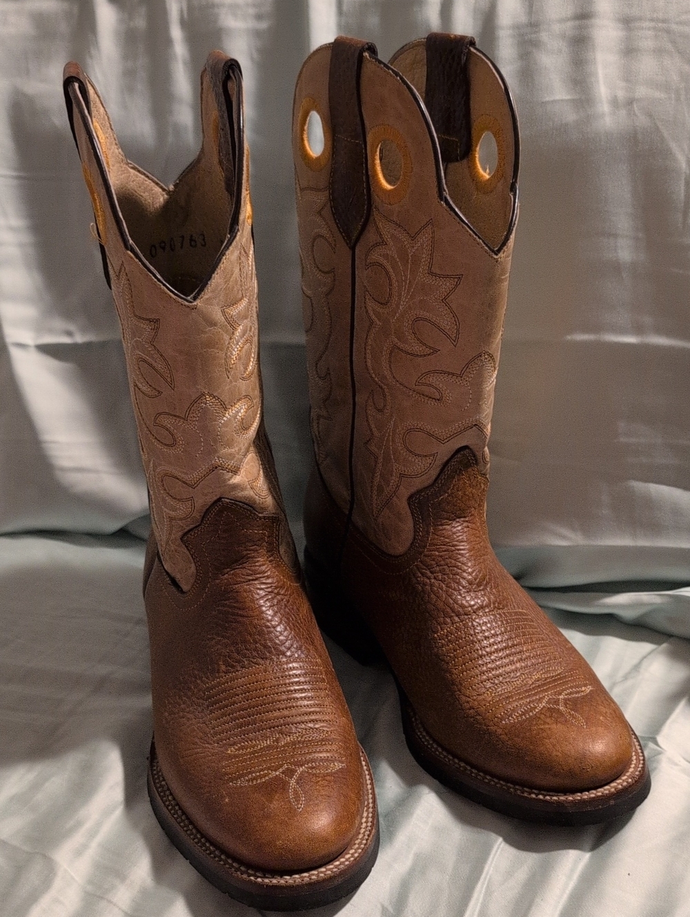 Men's Two-Tone Brown Leather Western Cowboy Boots